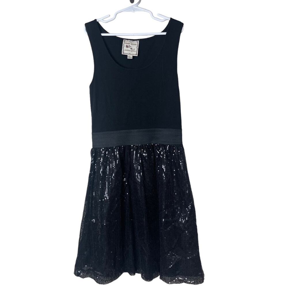 Pink Rose Tank Sequin Dress Black Size Small Girl